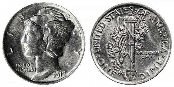1917 Silver Mercury Dime