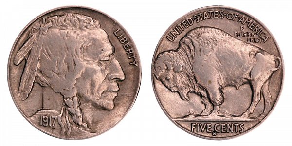 1917 S Indian Head Buffalo Nickel 