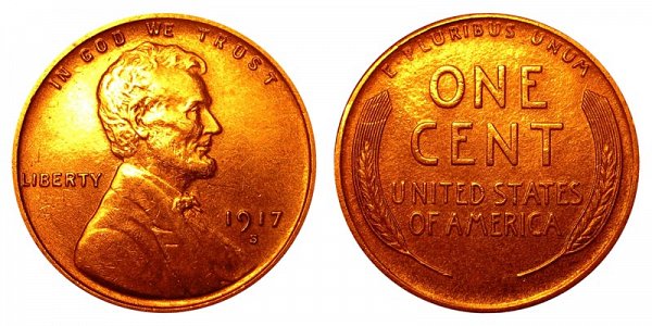 1917 S Lincoln Wheat Cent Penny 