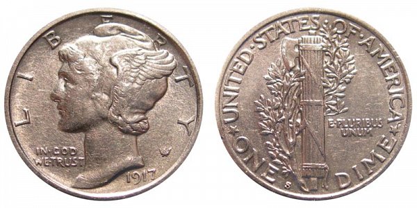 1917 S Silver Mercury Dime 