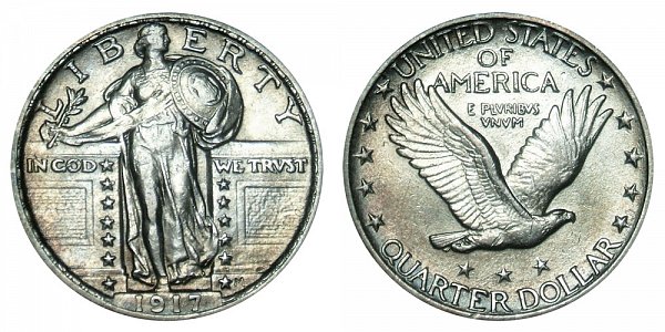 1917 Type 2 Standing Liberty Quarter 