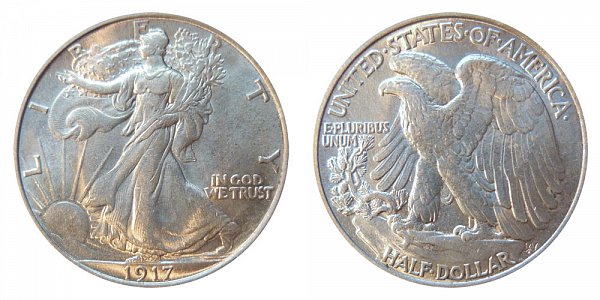 1917 Walking Liberty Silver Half Dollar 