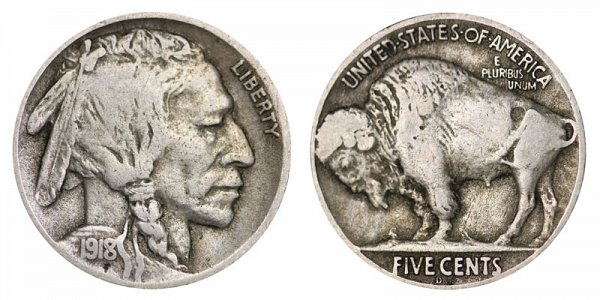 1918 D Indian Head Buffalo Nickel 