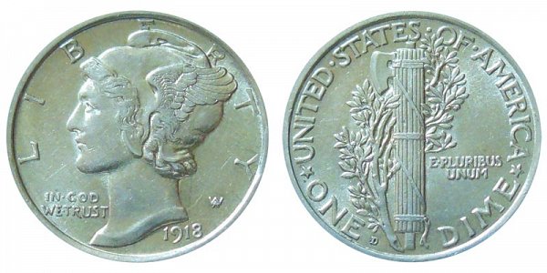 1918 D Silver Mercury Dime 
