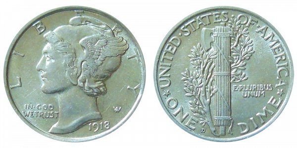 1918 D Silver Mercury Dime