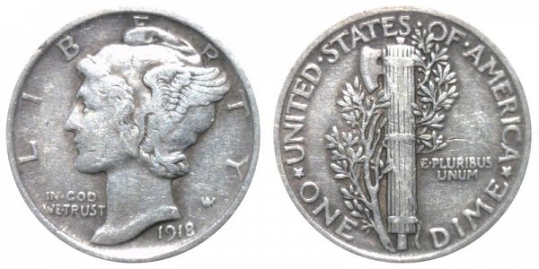 1918 Silver Mercury Dime