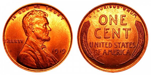 1919 Lincoln Wheat Cent Penny 