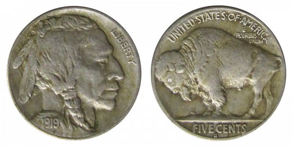 1919 S Indian Head Buffalo Nickel