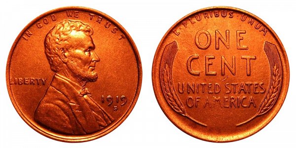 1919 S Lincoln Wheat Cent Penny 