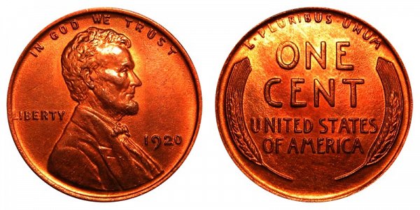 1920 Lincoln Wheat Cent Penny 