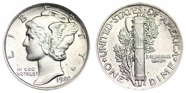 1920 Silver Mercury Dime 