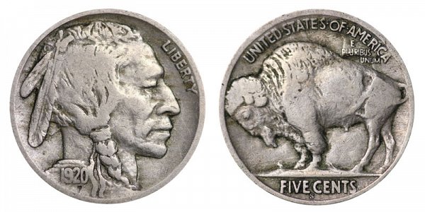 1920 S Indian Head Buffalo Nickel 