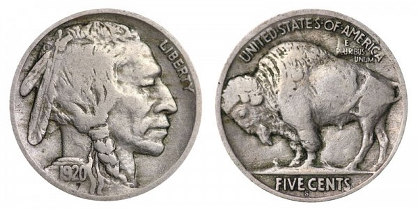 1920 S Indian Head Buffalo Nickel