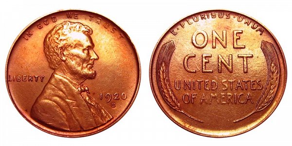 1920 S Lincoln Wheat Cent Penny 
