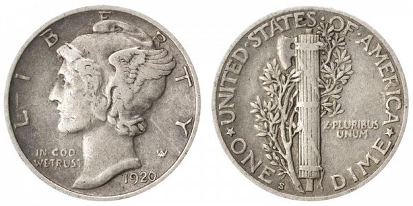 1920 S Silver Mercury Dime