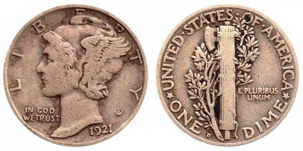 1921 D Silver Mercury Dime 