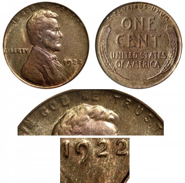 1922 No D Mintmark Lincoln Wheat Cent Penny 