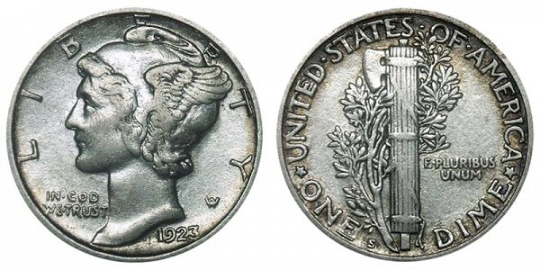 1923 S Silver Mercury Dime 