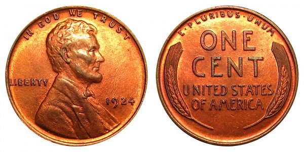 1924 Lincoln Wheat Cent Penny 