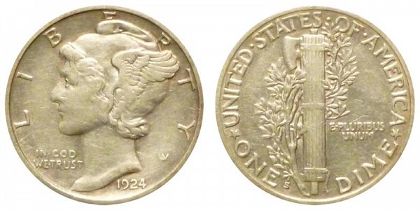 1924 S Silver Mercury Dime 