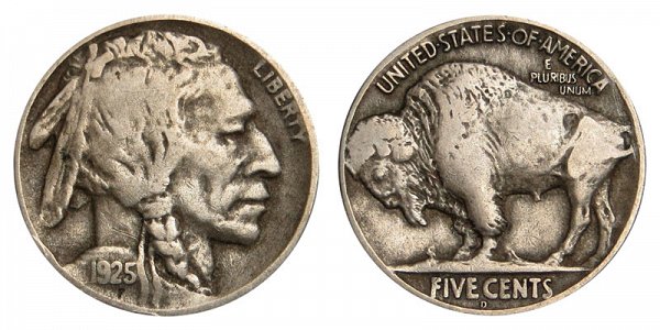 1925 D Indian Head Buffalo Nickel 