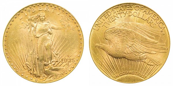 1925 D Saint Gaudens $20 Gold Double Eagle - Twenty Dollars 