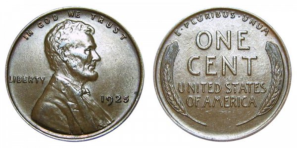 1925 Lincoln Wheat Cent Penny 