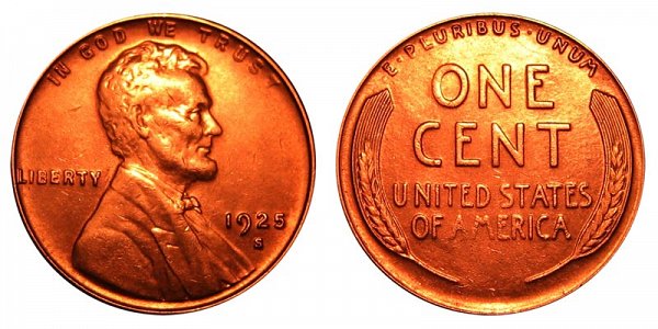1925 S Lincoln Wheat Cent Penny