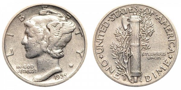 1925 S Silver Mercury Dime