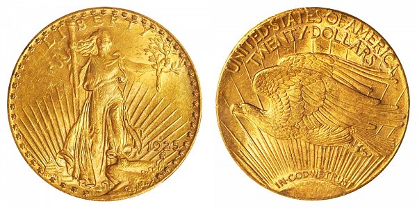 1925 S Saint Gaudens $20 Gold Double Eagle - Twenty Dollars 