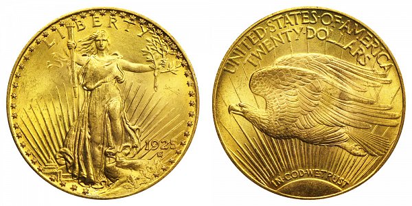 1925 Saint Gaudens $20 Gold Double Eagle - Twenty Dollars 