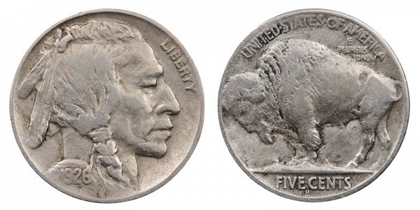 1926 D Indian Head Buffalo Nickel 