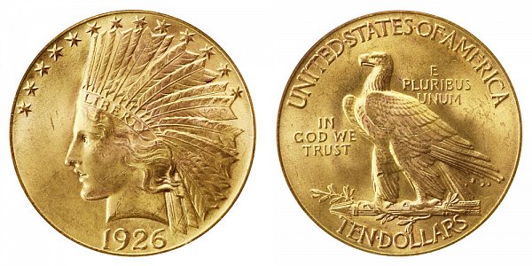 1926 Indian Head $10 Gold Eagle - Ten Dollars 