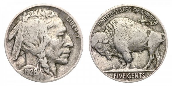 1926 S Indian Head Buffalo Nickel 