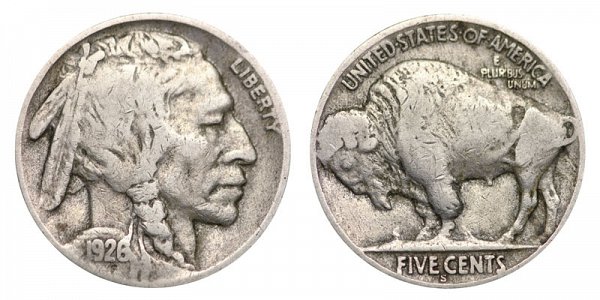 1926 S Indian Head Buffalo Nickel