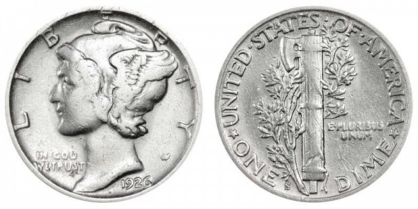 1926 S Silver Mercury Dime 