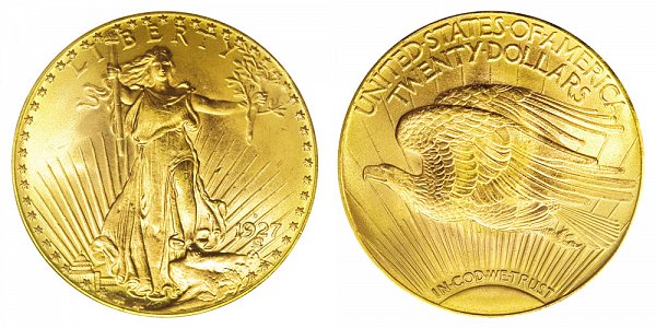 1927 D Saint Gaudens $20 Gold Double Eagle - Twenty Dollars 