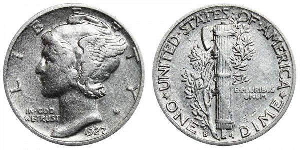 1927 S Silver Mercury Dime 