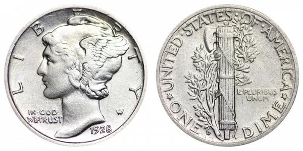 1928 D Silver Mercury Dime 