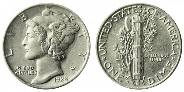 1928 S Silver Mercury Dime 