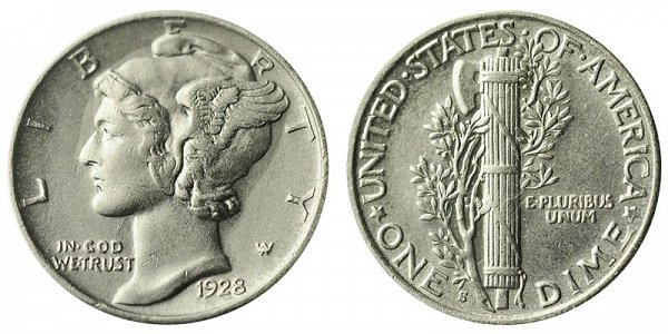 1928 S Silver Mercury Dime