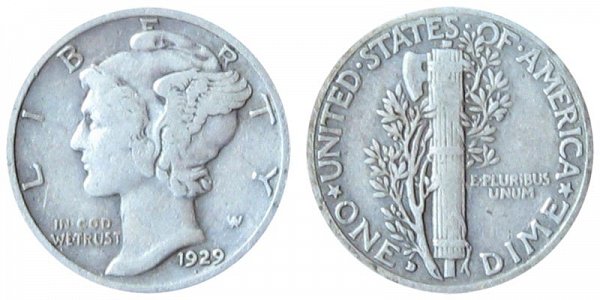 1929 D Silver Mercury Dime 