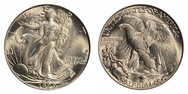 1929 D Walking Liberty Silver Half Dollar 
