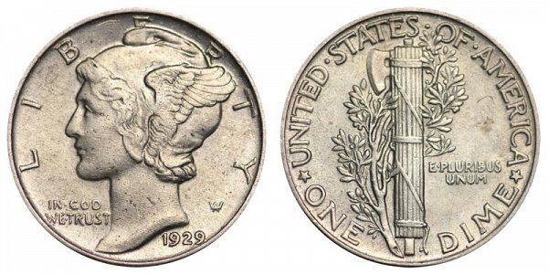 1929 Silver Mercury Dime 