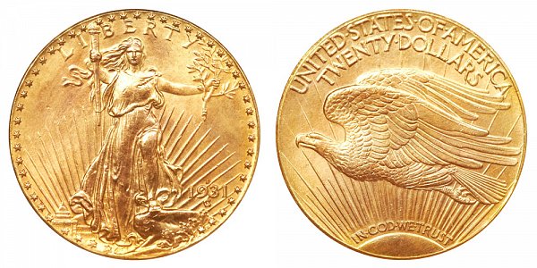 1931 D Saint Gaudens $20 Gold Double Eagle - Twenty Dollars 