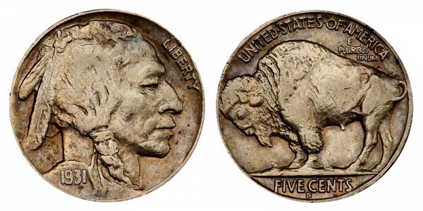 1931 S Indian Head Buffalo Nickel 