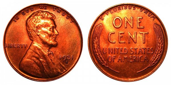 1931 S Lincoln Wheat Cent Penny