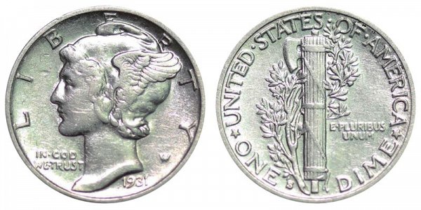 1931 S Silver Mercury Dime 