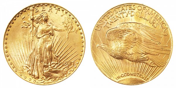 1931 Saint Gaudens $20 Gold Double Eagle - Twenty Dollars 