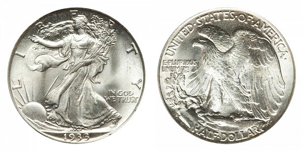 1933 S Walking Liberty Silver Half Dollar